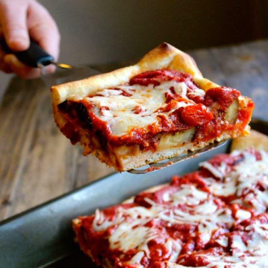 Roasted Vegetable Deep Dish Pizza