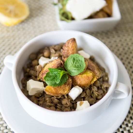 Lentils Stew with Potatoes and Feta