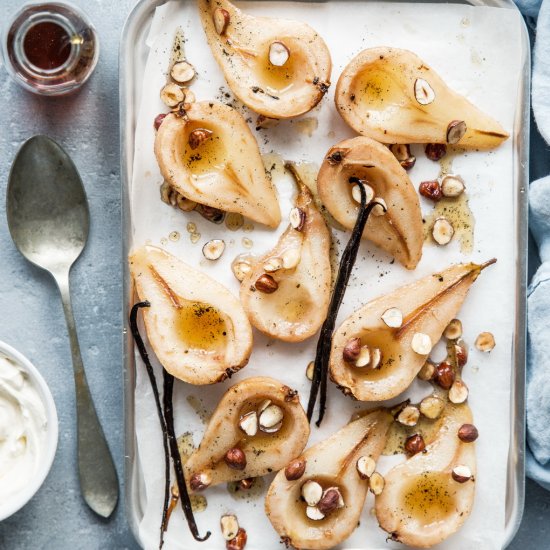 Maple syrup baked pears