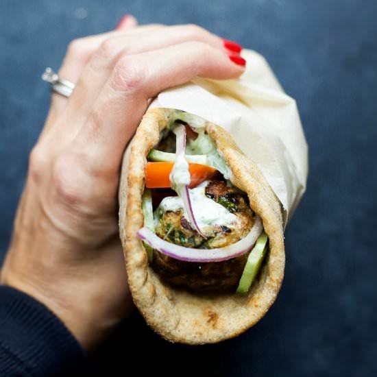 Greek Turkey Meatball Gyro