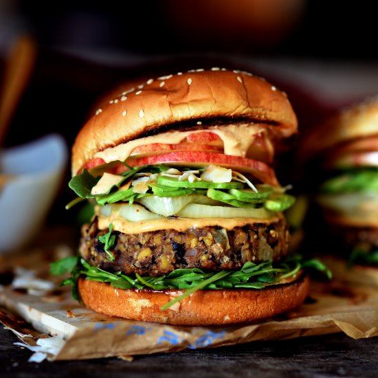 Black Bean Tempeh Burgers