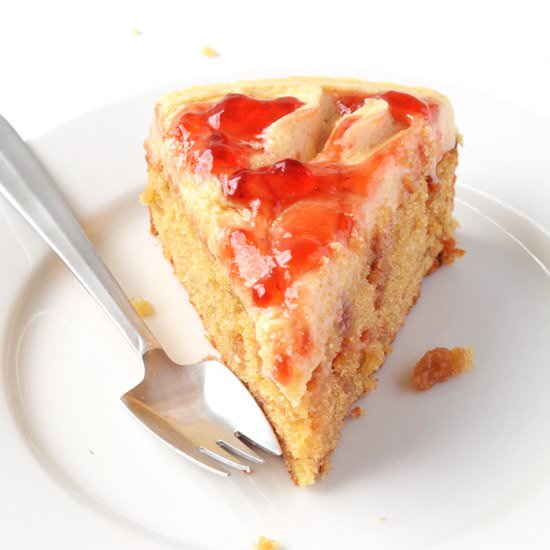 Peanut Butter and Jelly Poke Cake