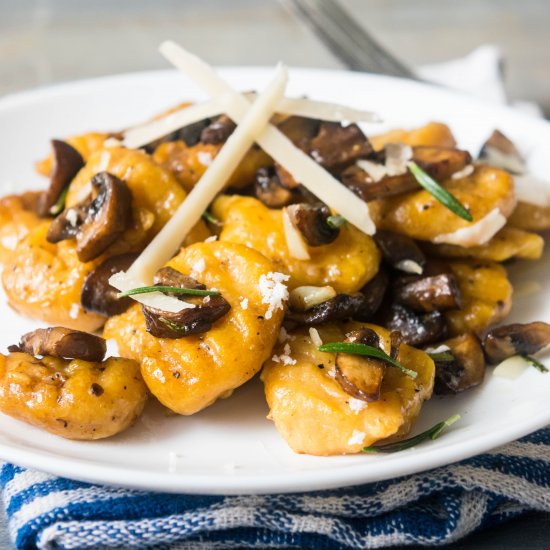 Pumpkin Gnocchi With Mushrooms