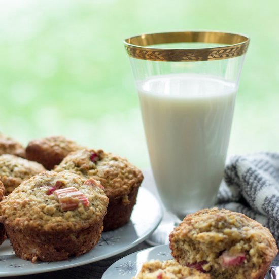 Banana-Rhubarb Oat Muffins