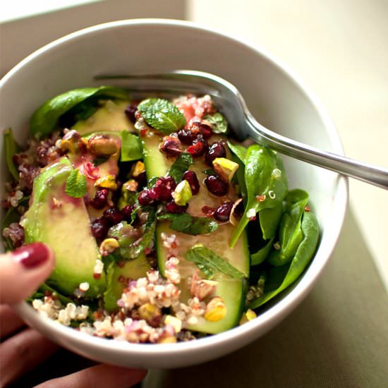 quinoa avocado mint spinach salad