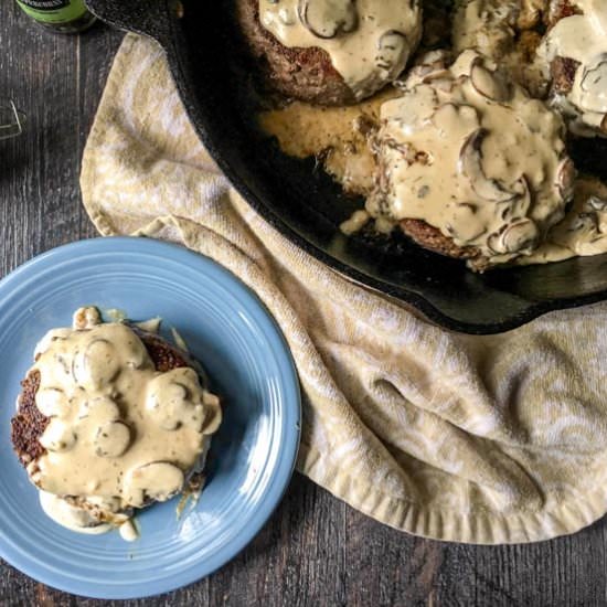 Burgers & Gruyere Mushroom Sauce