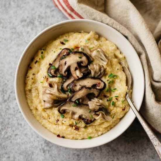 Cauliflower Polenta with Mushrooms