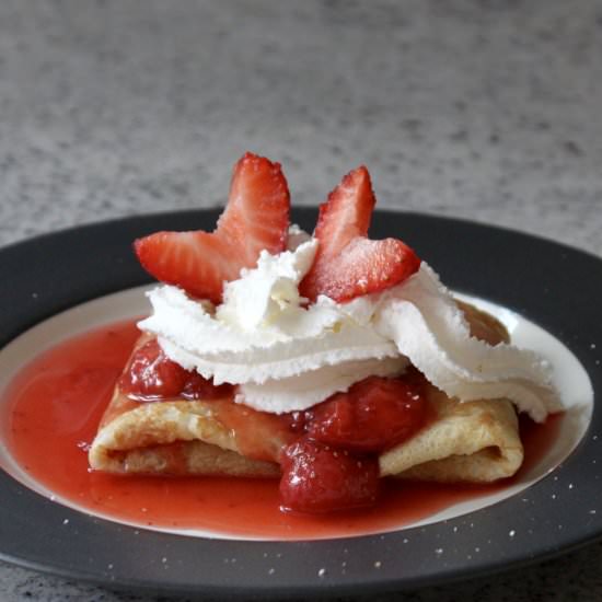 Sweet Crepes with Strawberry Sauce