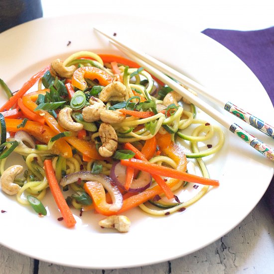 Asian Inspired Raw Zucchini Stir Fry