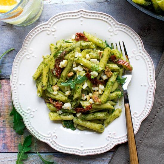 Quinoa Pasta with Arugula Pesto