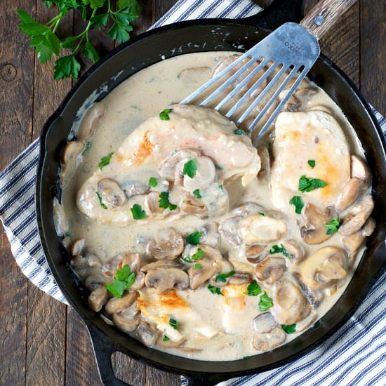 Chicken with Garlic Mushroom Sauce