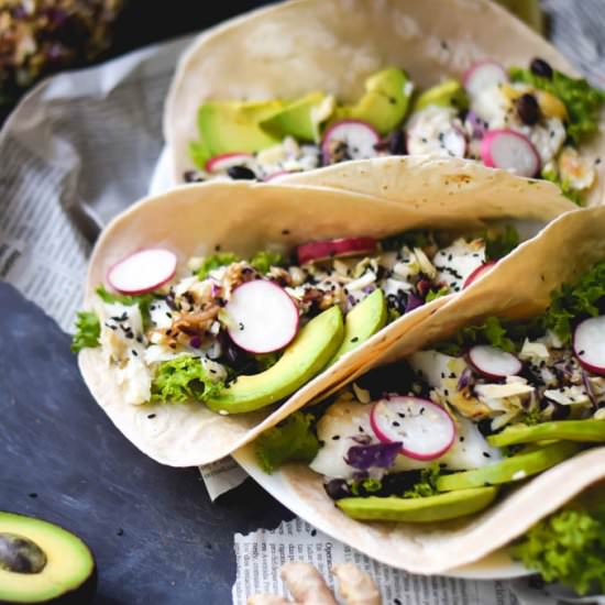 Asian Fish Tacos with Black Sesame