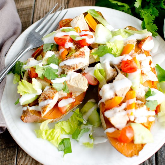 Skinny Chicken Stuffed Sweet Potato