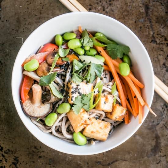 Peanut Tofu Noodle Bowl