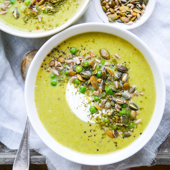 Pea and Broccoli Miso Soup (Vegan)