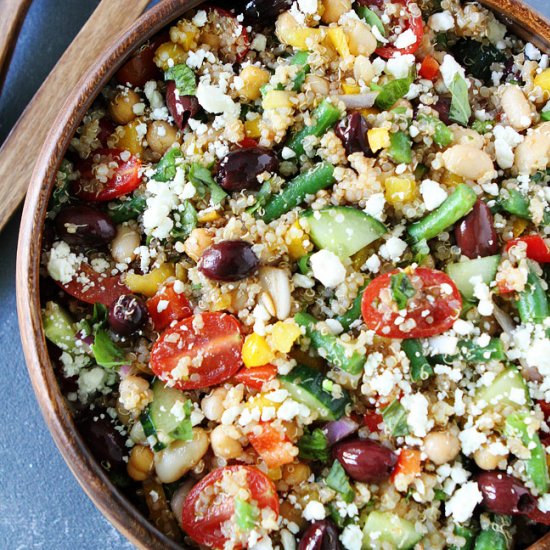 Mediterranean Three Bean Quinoa Salad