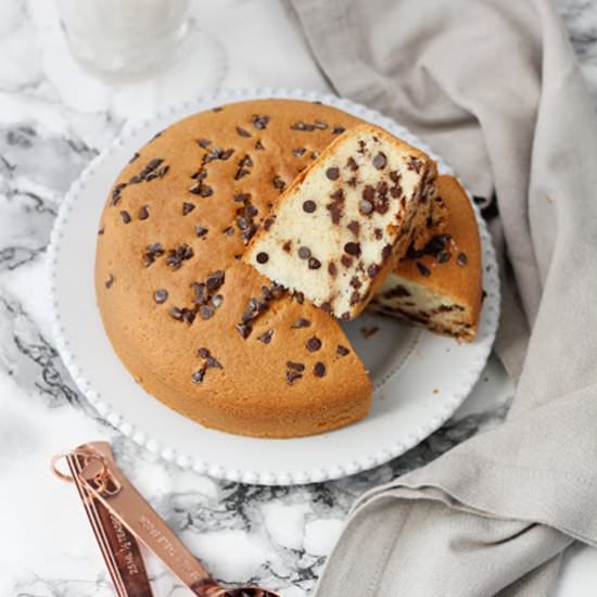 White cake with chocolate drops