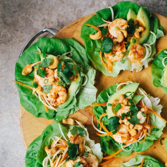 Sweet Thai Shrimp Lettuce Wraps