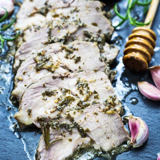 Roasted pork with honey and garlic