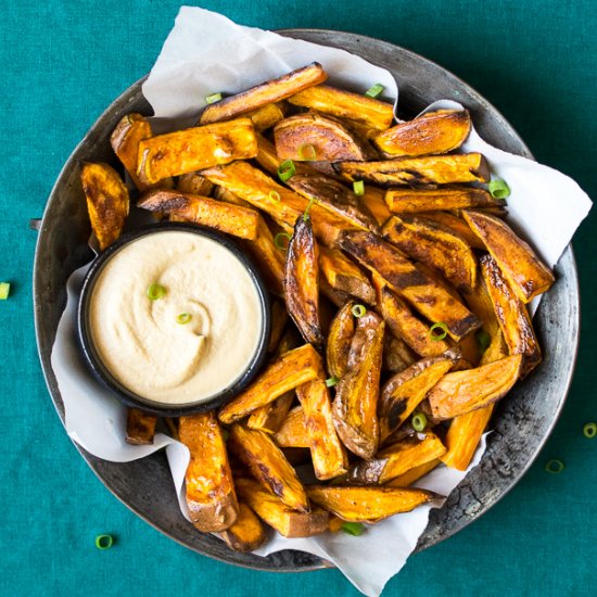 Sweet Potato Fries with Cashew Dip