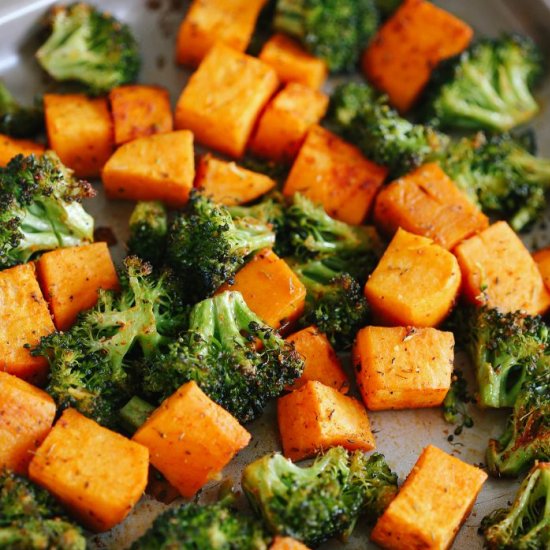 Roasted Broccoli & Sweet Potatoes