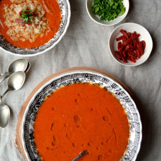 Piquillo Pepper and Chickpea Soup