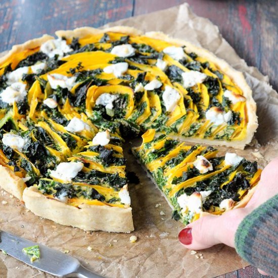 Squash and kale tart