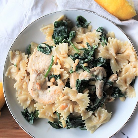 Chicken, Spinach & Pine Nut Pasta