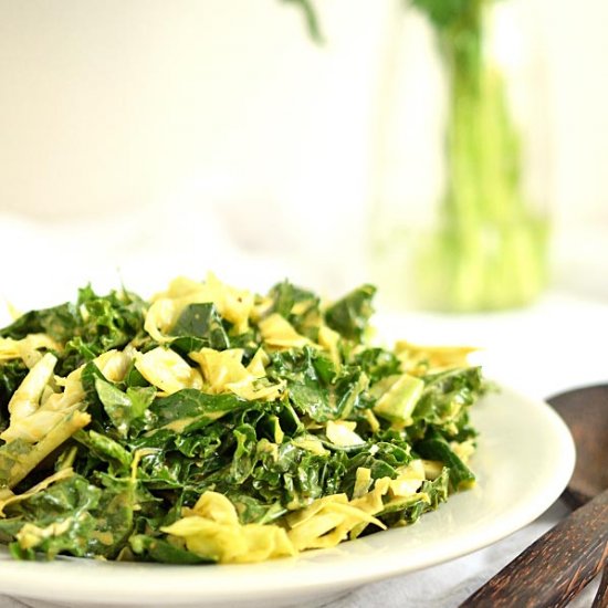 Cheesy Lemon Massaged Kale Salad