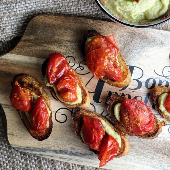 Roasted Tomato & Hummus Crostini