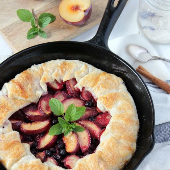 Plum & Saskatoon Berry Skillet Pie