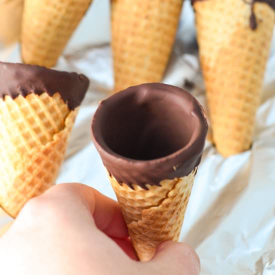 Chocolate Filled Ice Cream Cones