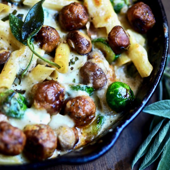 Mini Meatball and Brussels Pasta