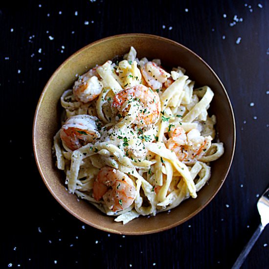 Garlic Shrimp Fettuccine Alfredo