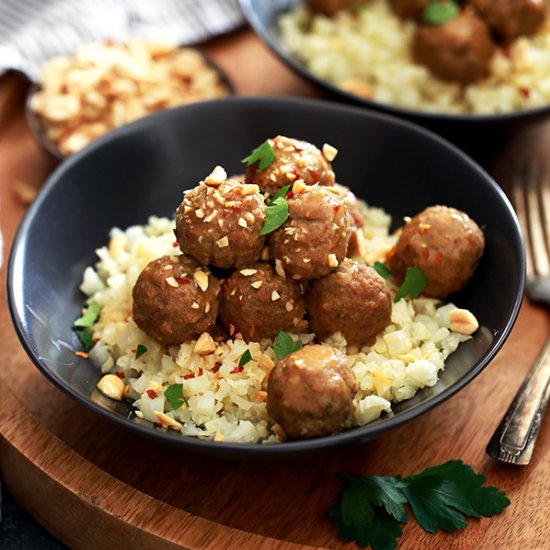 Thai Chili Peanut Meatballs