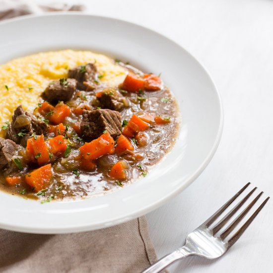 Beef Stew with Cheesy Polenta