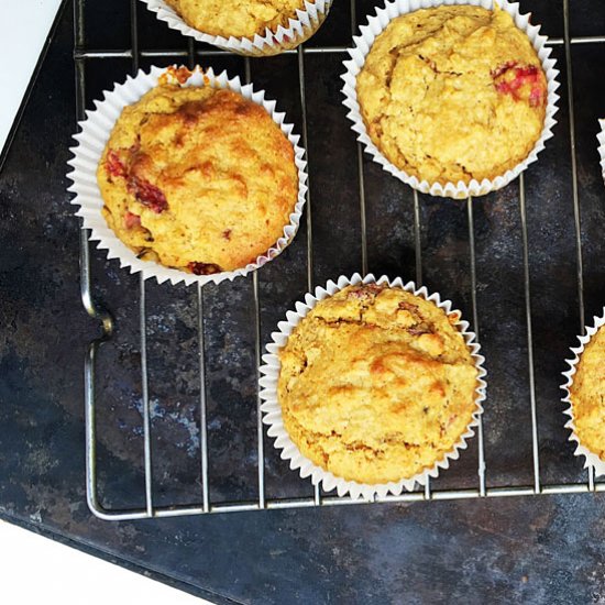 Roasted Strawberry Banana Muffins