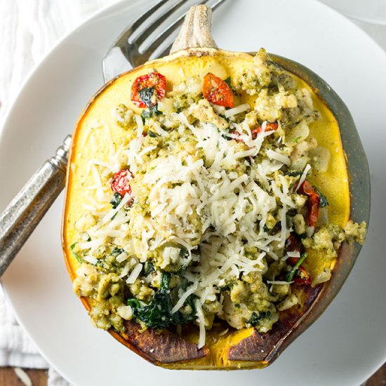 Turkey Pesto Stuffed Squash