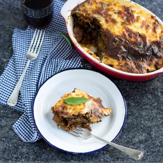 Beef and lentil moussaka