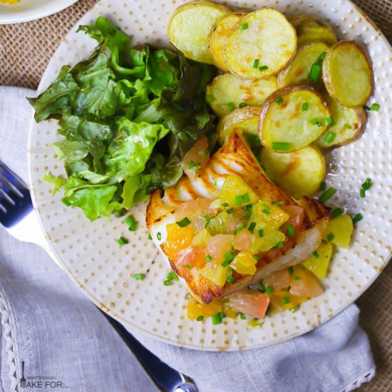 Pan-Seared Halibut w/ Citrus Salsa