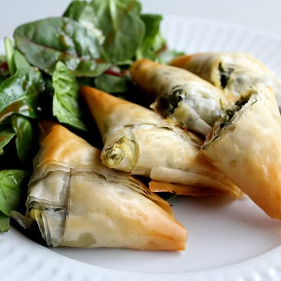 Spinach Feta Spanakopita Triangles