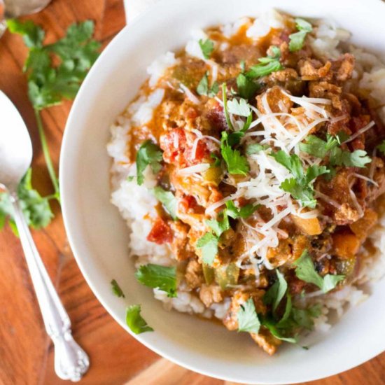 Roasted Tomato Creamy Turkey Skillet