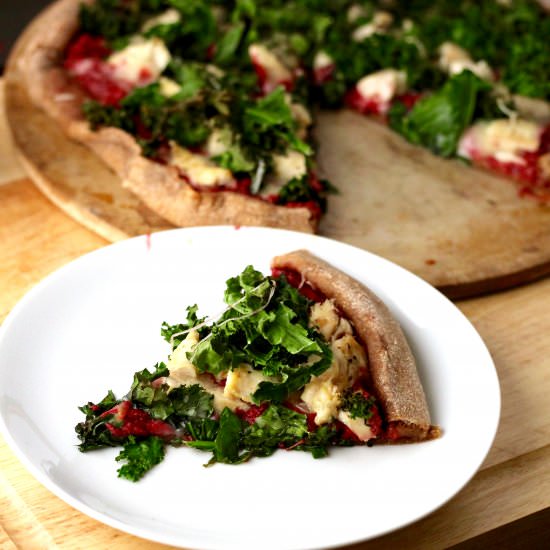 Roasted Kale and Chicken Pizza