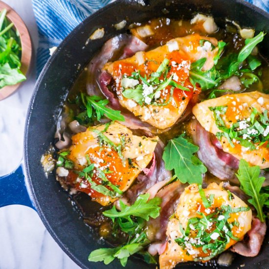 Apricot Chicken with Prosciutto