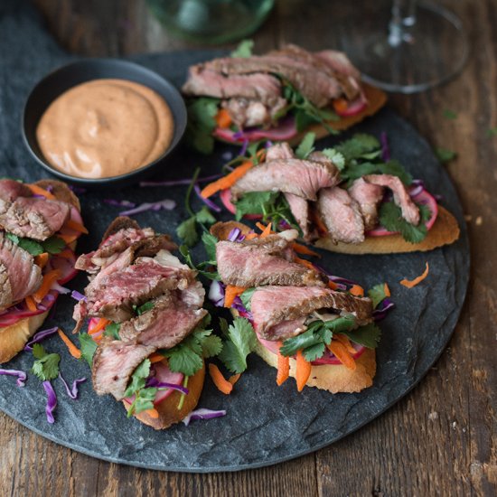 Cambodian-Inspired Steak Crostini