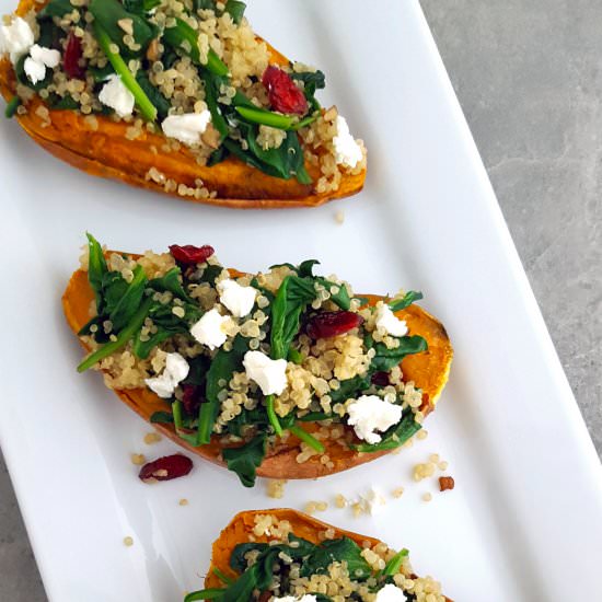 Quinoa & Spinach Stuffed Sweet Potatoes