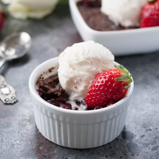 Chocolate Strawberry Dump Cake