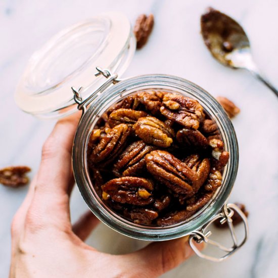 Candied Maple Cinnamon Pecans