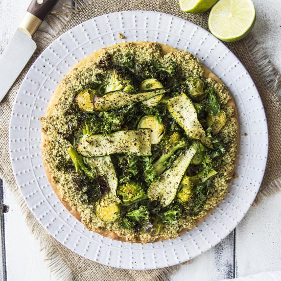 Vegan Pesto Pizza With Vegetables