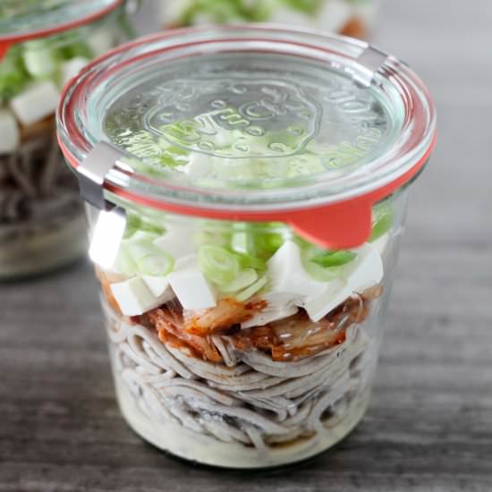 Miso-Kimchi-Soba Mason Jar Soup